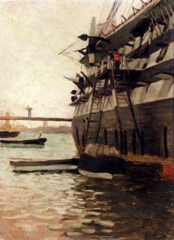 James Tissot : The Hull Of A Battle Ship